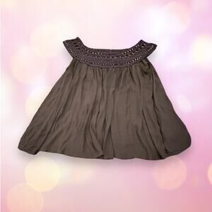 Free People Muted Purple Gray Crop Top Metal Bead Accents S-M